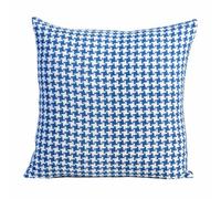 Homescapes Houndstooth 100% Cotton Cushion Cover In Blue Blue 60cm x 60cm