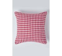 Homescapes Houndstooth 100% Cotton Cushion Cover In Red Red 60cm x 60cm