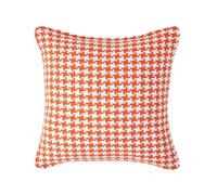 (60 x 60 cm, Orange) Houndstooth 100% Cotton Cushion Cover