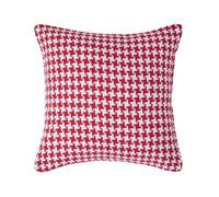 Homescapes Houndstooth 100% Cotton Cushion Cover in Red | Size: 60 cm x 60 cm Homescapes Red 60 cm x 60 cm
