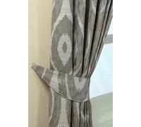 Homescapes Ikat Jacquard Curtain Tie Back Pair in Grey Homescapes Grey