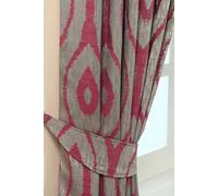 Homescapes Ikat Jacquard Curtain Tie Back Pair in Pink Homescapes Pink