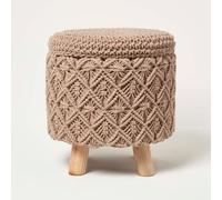 Homescapes Indy Brown Macrame Storage Footstool