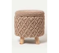 Homescapes Indy Macrame Storage Footstool In Brown Brown