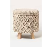 Homescapes Indy Macrame Storage Footstool In Natural Natural One Size