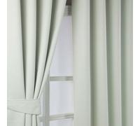 HOMESCAPES Cream Eyelet Ring Top Blackout Thermal Curtain Pair Width 228cm (90") x 182cm (72") Drop Herringbone Chevron Textured Retro Geometric Design. FREE SWATCHES.