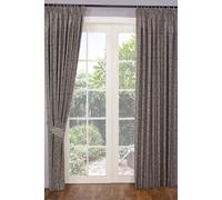 Homescapes Jacquard Curtain Floral Damask Design Fully Lined In Grey Grey 117cm width x 229cm drop