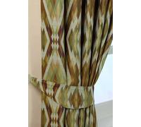 Homescapes Jacquard Geometric Curtain Tie Back Pair in Green Homescapes Green