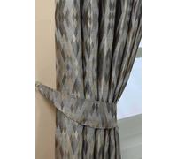 Homescapes Jacquard Geometric Curtain Tie Back Pair in Grey Homescapes Grey