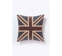 HOMESCAPES Hand Woven Jacquard Union Jack Cushion Cover 45 x 45 cm United Kingdom Flag Decorative Cushion Cover 100% Cotton- The Perfect British Gift