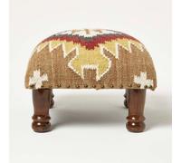Homescapes Jaipur Handwoven Kilim Footstool 40 X 40 Cm
