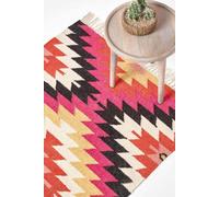 Homescapes Jakarta Handwoven Geometric Pattern Kilim Wool Rug Multi
