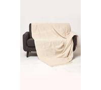 Homescapes Kashi Cotton Throw With Tassels In Natural Natural 150cm x 200cm