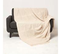 Homescapes Kashi Natural Cotton Throw With Tassels 225 X 255 Cm