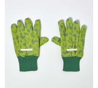 HOMESCAPES Kids Gardening Gloves, Vibrant Green Plants & Cute Animals, Superior Grip & Non-Slip Safety Hand Protection for Children, Durable Cotton for Garden Work or Crafts, 19.7 x 11cm
