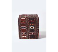 Homescapes Kilim Print Cotton Cube Pouffe 36 X 36 X 38 Cm Multi One Size