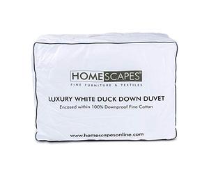 HOMESCAPES King Size Duvet 13.5 Tog, Luxury Ethical White Duck Feather & Down Quilt, Anti Allergy 100% Cotton Cover Down-Proof Winter Bed Duvets, Washable, RDS & OEKO-TEX Certified