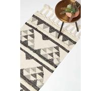 Homescapes Kota Black & Grey Kilim Runner Wool Rug 66 x 200 cm | Size: 66 cm x 200 cm Homescapes Grey 66 cm x 200 cm