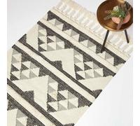 Homescapes Kota Black & Grey Kilim Wool Rug 90 X 150 Cm