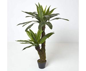 HOMESCAPES Large Artificial Bird’s Nest Fern Tree 120 cm Tall with Wood Effect Trunk Replica Plant in Black Pot with Faux Moss Indoor Realistic Plant for Home or Office