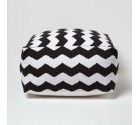 Homescapes Large Black And White Bean Filled Cube With Chevron Design