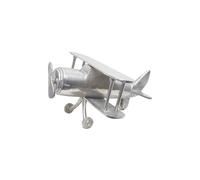 Homescapes Large Designer Solid Metal Biplane Classic Silver Table Top