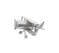 Homescapes Large Designer Solid Metal Biplane Table Top In Silver Silver One Size