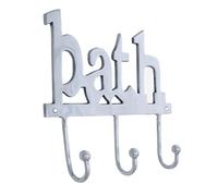 HOMESCAPES Large Heavy Duty Designer Solid Metal Silver Coat Rack Bath 3 Wall Hooks for Hanging Modern Home Decor Ornament and Stylish Decorative Gift