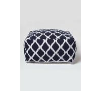 Homescapes Large Ikat Design Square Pouffe In Blue Blue