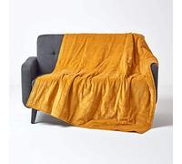 Velvet Quilted Throw Homescapes Mustard 150cm x 200cm