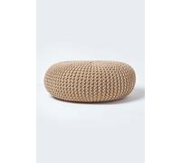 (Linen) Knitted Cotton Large Round Pouffe Footstool 70 x 23 cm