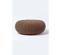 (Chocolate) Knitted Cotton Large Round Pouffe Footstool 70 x 23 cm