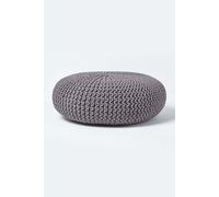 Round Cotton Knitted Pouffe - Grey / 70cm