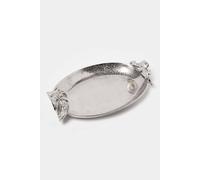 Homescapes Large Silver Floral Decorative Tray, 40 x 26.5cm | Size: 40 x 26.5 cm Homescapes Silver 40 x 26.5 cm