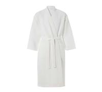HOMESCAPES L Classic Cotton Waffle Kimono Bathrobe with Shawl Collar for Men and Women White, 100% Cotton Kimono Dressing Gown