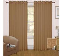 Thermal Blackout Eyelet Curtain Pair Homescapes Beige 167cm width x 183cm drop