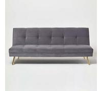 Homescapes Laurie Velvet Click Clack Sofa Bed, Dark Grey