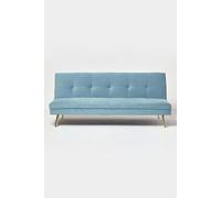 Homescapes Laurie Velvet Click Clack Sofa Bed in Blue Homescapes Blue