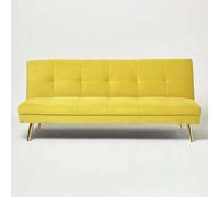 Homescapes Laurie Velvet Click Clack Sofa Bed, Yellow