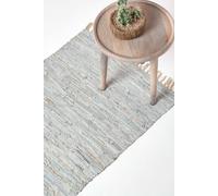 Homescapes Leather Glitter Hall Runner, 66 x 200 cm in Natural | Size: 66 cm x 200 cm Homescapes Natural 66 cm x 200 cm