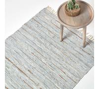 Handcrafted Leather Glitter Rug Friendly & Stylish Design Homescapes Natural 120cm x 180cm