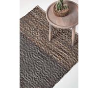 HOMESCAPES Grey Genuine Leather Rug Handwoven Herringbone Design Recycled Eco Friendly Real Leather Rug, 120 x 180 cm