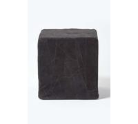 Leather and Suede Patchwork Cube Pouffe Homescapes Black One Size
