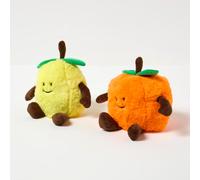 HOMESCAPES Weighted Fabric Door Stop, Decorative Cute Fruits, Set of 2, Heavy Novelty Doorstop, Polyester & Sand, Indoor Decoration for Home & Office - Lemon & Orange 1.5kg