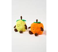 HOMESCAPES Weighted Fabric Door Stop, Decorative Cute Fruits, Set of 2, Heavy Novelty Doorstop, Polyester & Sand, Indoor Decoration for Home & Office - Lemon & Orange 1.5kg