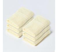 HOMESCAPES Lemon Yellow Turkish Cotton Set of 6 Face Cloths Flannel Super Soft Thick & Absorbent 500 GSM Towel Heavy Weight for everyday Luxury