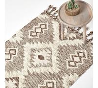 Homescapes Lhasa Handwoven Textured Kilim Wool Rug In Brown Brown 160cm x 230cm