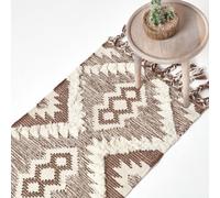 Homescapes Lhasa Handwoven Textured Kilim Wool Hall Runner, 66 x 200 cm in Brown | Size: 66 cm x 200 cm Homescapes Brown 66 cm x 200 cm