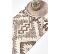 Homescapes Lhasa Handwoven Textured Kilim Wool Hall Runner, 66 x 200 cm in Brown | Size: 66 cm x 200 cm Homescapes Brown 66 cm x 200 cm