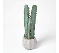 HOMESCAPES Lifelike 'Hylcocereus Cactus’ Artificial Cactus In Decorative Stone Pot Faux Succulent Decoration For Home Or Office, Measures 49cm Tall
